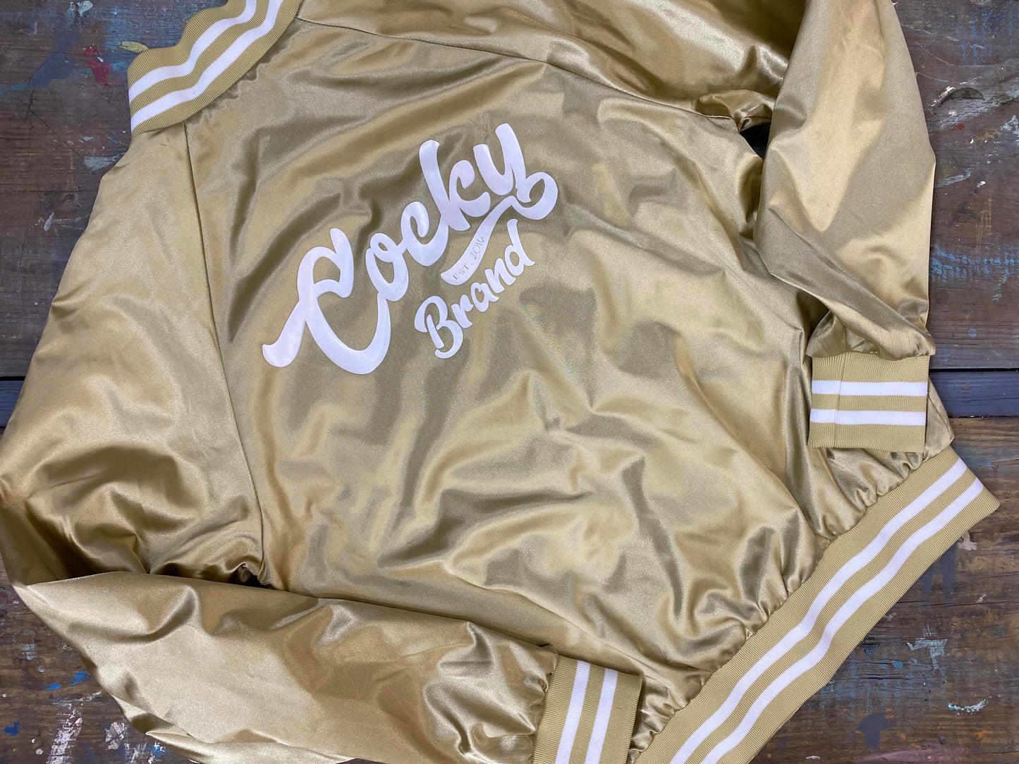 The Golden Cock Satin Baseball Jacket