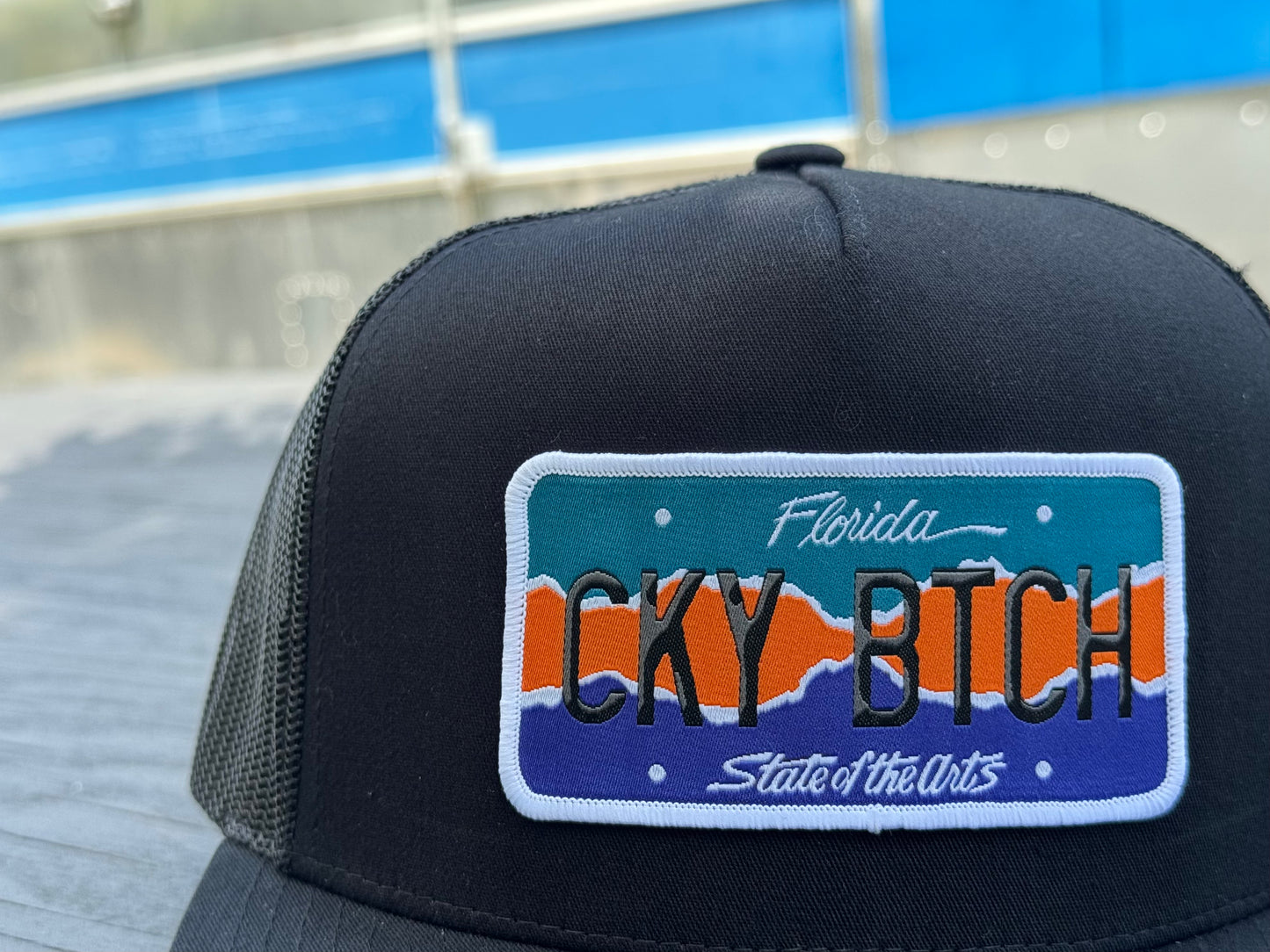 VANITY PLATE FLAT BILL TRUCKER