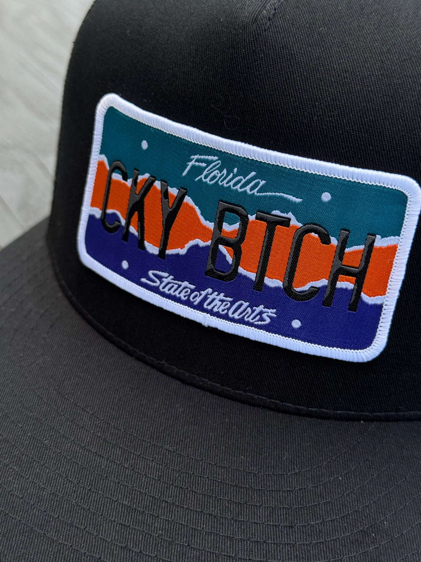 VANITY PLATE FLAT BILL TRUCKER