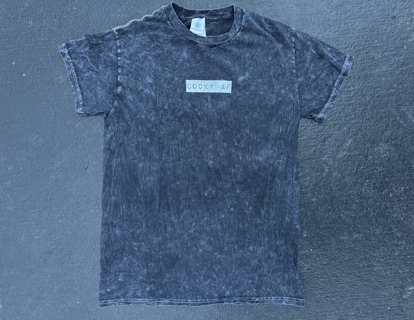 COCKY AF MINERAL WASH TEE